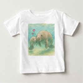 Mother and Baby Manatee Watercolor Illustration –  Baby T-shirt