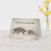 Mother and Baby Raccoon Karte (Gelbe Blume)