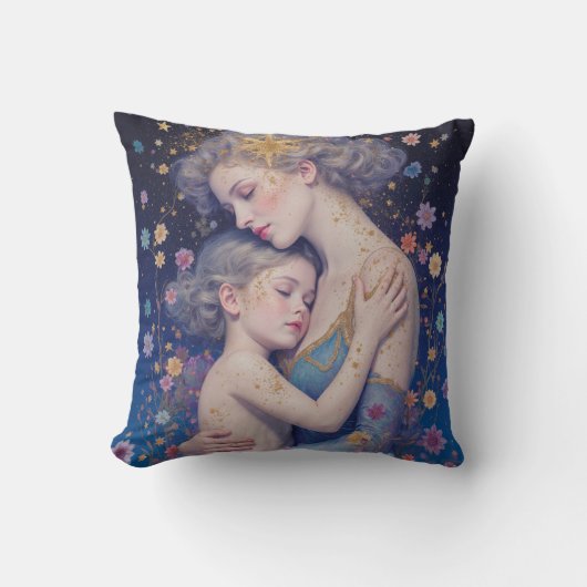 Mother and Child Art Throw Pillow Kissen (Vorderseite)