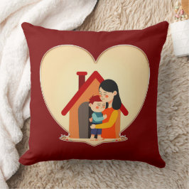 Mother and Child Love Illustration – Warm Family Kissen
