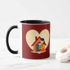 Mother and Child Love Illustration – Warm Family Tasse