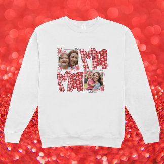 Mother and Child Photo Valentine Red Plaid Hearts Sweatshirt