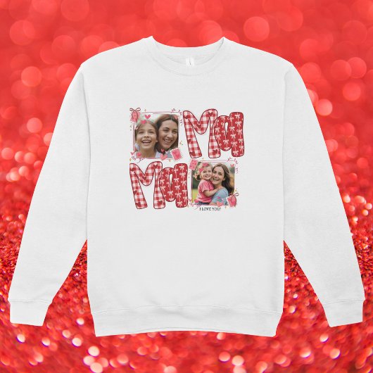 Mother and Child Photo Valentine Red Plaid Hearts Sweatshirt