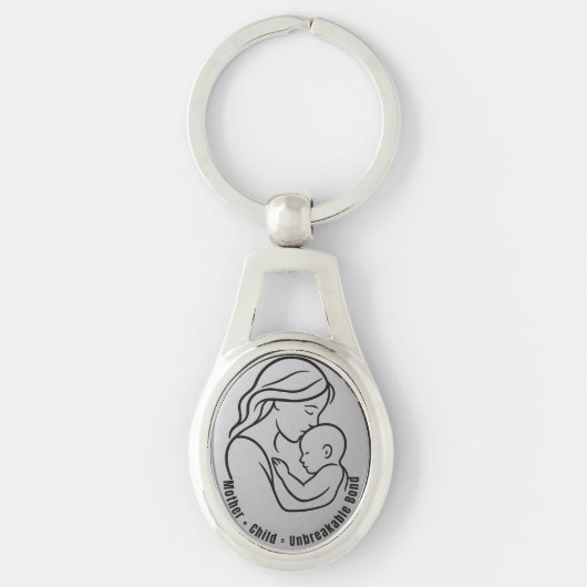 Mother and Child Unbreakable Bond | Oval Keychain Schlüsselanhänger (Vorderseite)