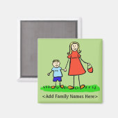 Mother and Son Custom Family Character Art Magnet (Vorderseite/Rückseite)