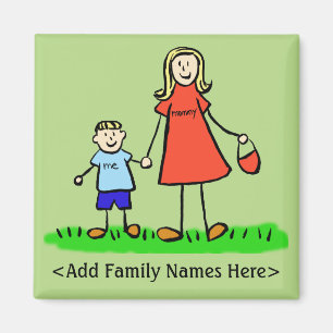 Mother and Son Custom Family Character Art Magnet