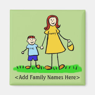 Mother and Son Custom Family Character Art Magnet