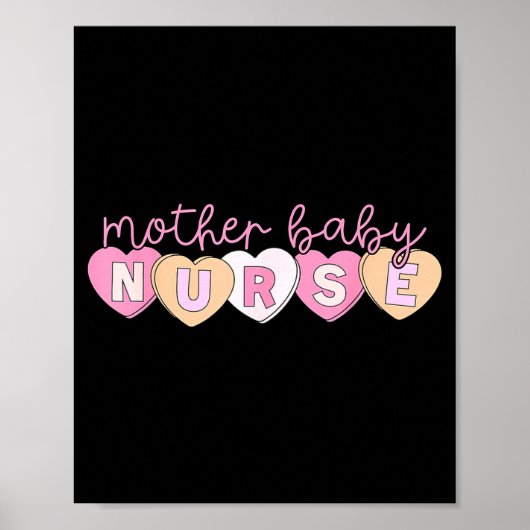 Mother Baby Nurse Hearts Valentine Obgyn Stpartum  Poster (Vorne)