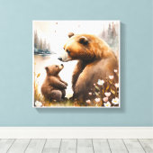 Mother Bear Baby Cub Painting Artwork Leinwanddruck (Insitu (Holzboden))
