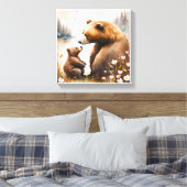 Mother Bear Baby Cub Painting Artwork Leinwanddruck (Insitu (Schlafzimmer))