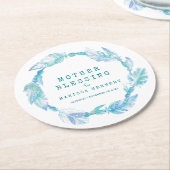 Mother Blessing Perlen feathed boho aquamarin aqua Runder Pappuntersetzer (Angewinkelt)