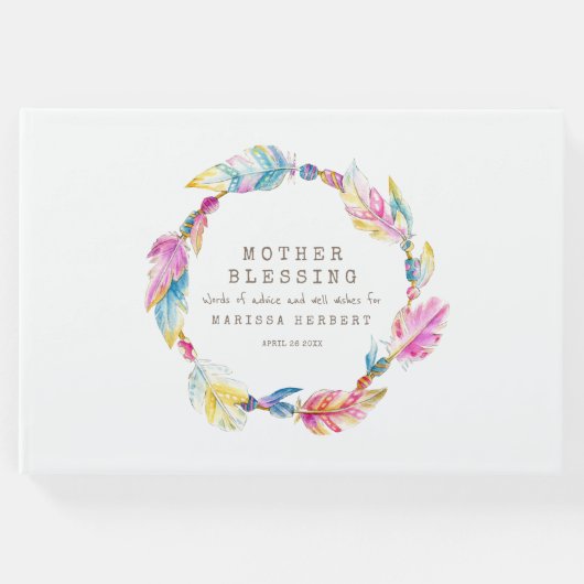 Mother Blessing Perlen federn boho bunt Gästebuch (Vorderseite)