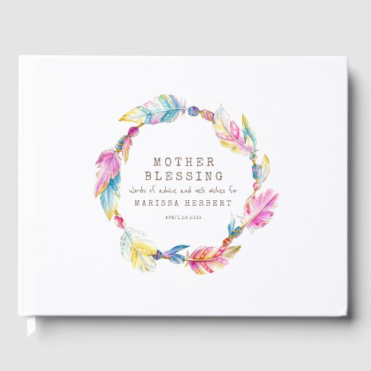 Mother Blessing Perlen federn boho bunt Gästebuch (Vorderseite)