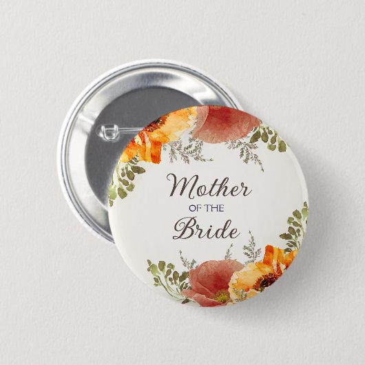 Mother Bride Burnt Orange Floral Button (Vorne & Hinten)