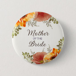 Mother Bride Burnt Orange Floral Button