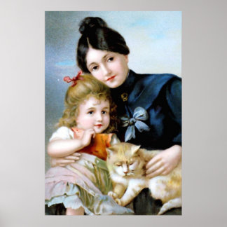 MOTHER, CHILD AND CAT POSTER