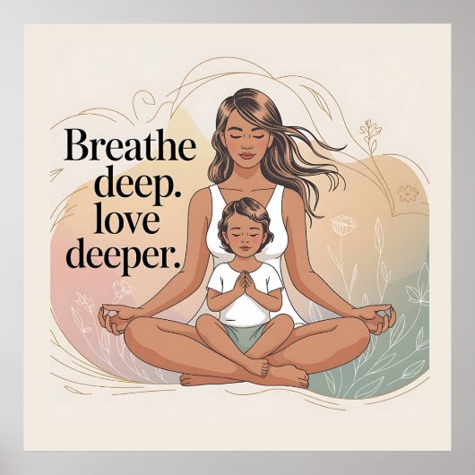 Mother Child Mindfulness Meditation Art Poster (Vorne)