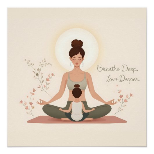 Mother Child Yoga Meditation Art Poster (Vorderseite)
