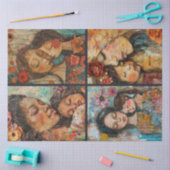 Mother Daughter Artist Crafting Collage Decoupage Seidenpapier (Basteln)