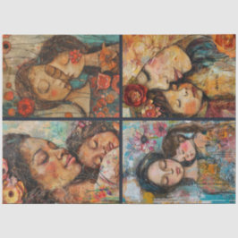 Mother Daughter Artist Crafting Collage Decoupage Seidenpapier