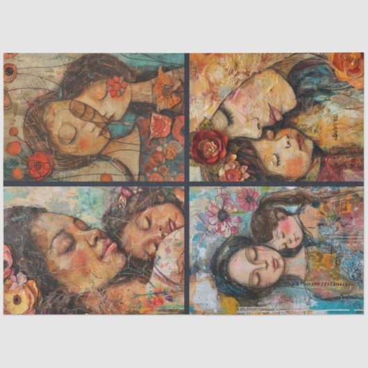 Mother Daughter Artist Crafting Collage Decoupage Seidenpapier (Vorderseite)