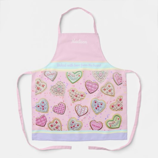 Mother Daughter Custom Herz Cookies Pastel Schürze (Vorderseite)