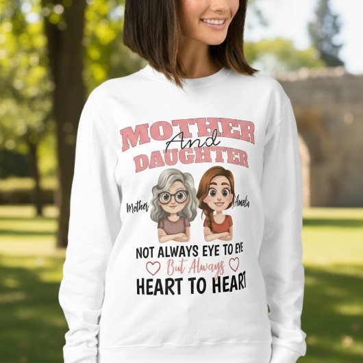 Mother Daughter Hearts Connected Across Distance Sweatshirt