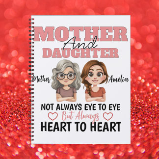 Mother Daughter Hearts Together Across Distance Notizblock