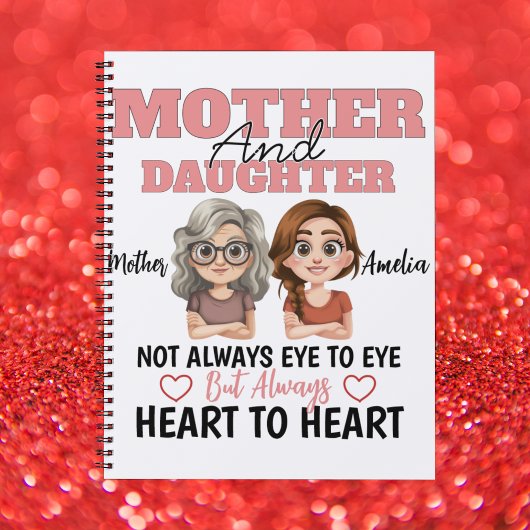Mother Daughter Hearts Together Across Distance Notizblock