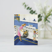 Mother/Daughter Retro Kitchen #2 Postkarte (Stehend Vorderseite)