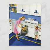 Mother/Daughter Retro Kitchen #2 Postkarte (Vorderseite)