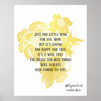 Mother Day Quote Art Gold-Folie-Blume Poster