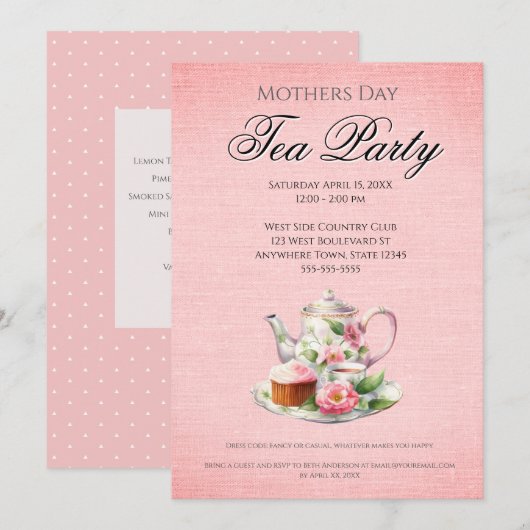 MOther Day Tea Party Einladung (Vorne/Hinten)