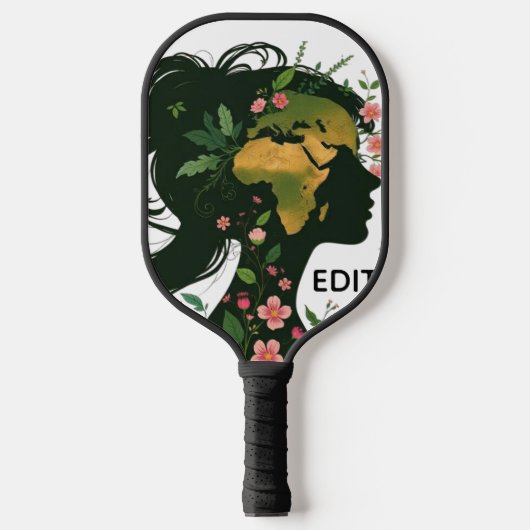 Mother Earth Woman Silhouette – Floral Nature Godd Pickleball Schläger (Vorderseite)
