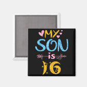 Mother father mom dad happy birthday son is 16 magnet (Vorderseite/Rückseite)