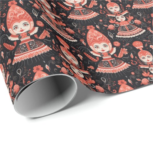 Mother Ginger, Classic Red Nutcracker Ballet Geschenkpapier (Rolleneckpunkt)