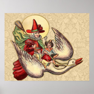 Mother Goose Kind Antiquität Illustration Poster