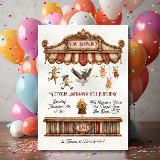 Mother Goose Puppet Show Birthday Party Einladung