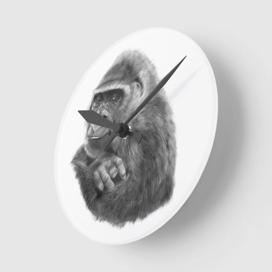 Mother gorilla Clock 母ゴリラの時計 Runde Wanduhr (Winkel)