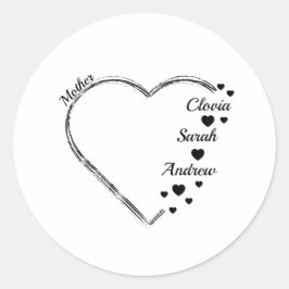 Mother heart ccustomize name runder aufkleber