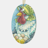 Mother Hen, CHICKEN FARM HOLIDAY ORNAMENT Oval (Links)
