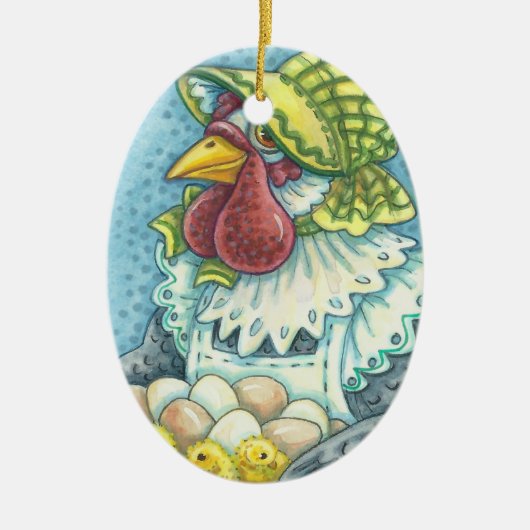 Mother Hen, CHICKEN FARM HOLIDAY ORNAMENT Oval (Vorne)
