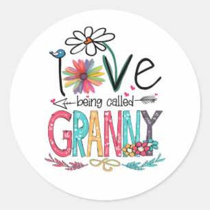 Mother I Love Being Called Granny Sunflower Birth Runder Aufkleber