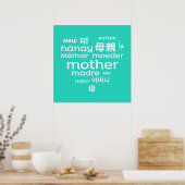Mother in Different Languages Heart Word Cloud Poster (Küche)