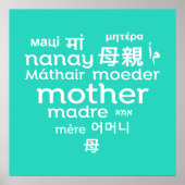 Mother in Different Languages Heart Word Cloud Poster (Vorne)