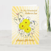 Mother-in-Law, birthday with yellow flowers Karte (Vorderseite)