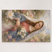 Mother Mary Floral Watercolor Grace Devotion Gift  Puzzle (Horizontal)