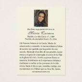 Mother Mary Funeral Prayer Memorare (Rückseite)