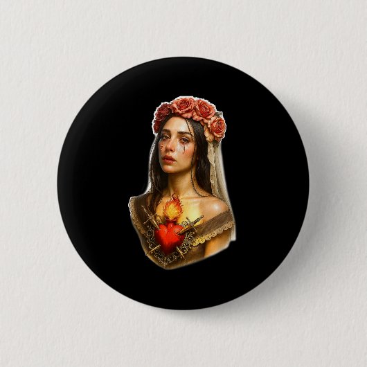 Mother Mary Sacred Heart Cry Button (Vorderseite)