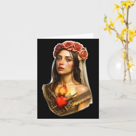 Mother Mary Sacred Heart Cry Karte (Gelbe Blume)